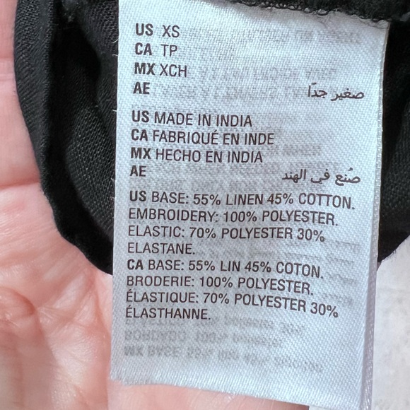 NEW! cotton linen smocked mini dress embroidered cut out arms XS - Picture 10 of 12